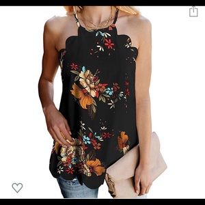 Navy blue Floral Blouse